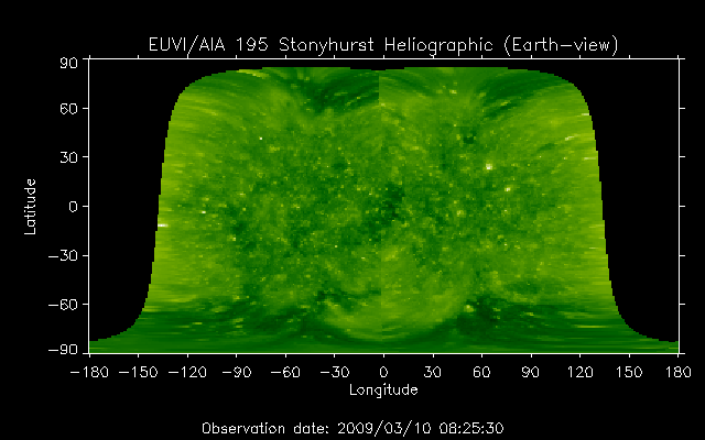EUVI 195 heliographic map