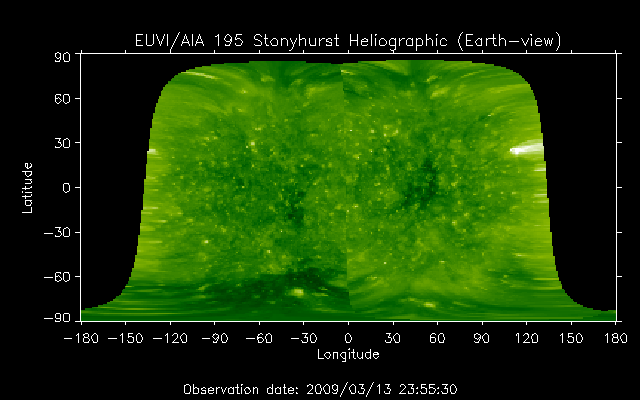 EUVI 195 heliographic map