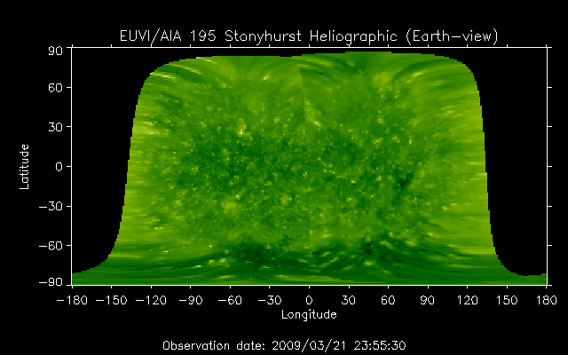 EUVI 195 heliographic map
