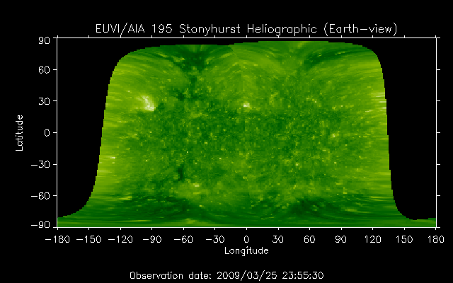 EUVI 195 heliographic map