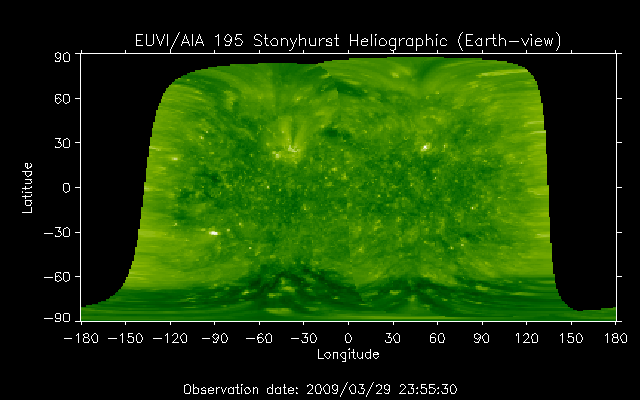EUVI 195 heliographic map
