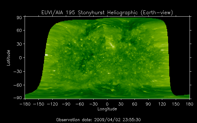 EUVI 195 heliographic map