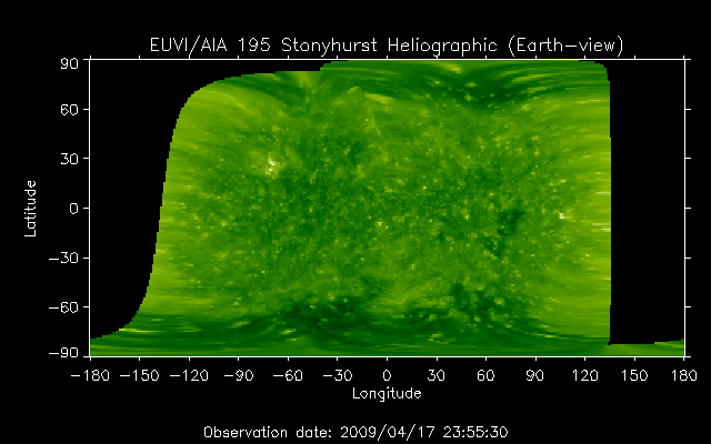 EUVI 195 heliographic map