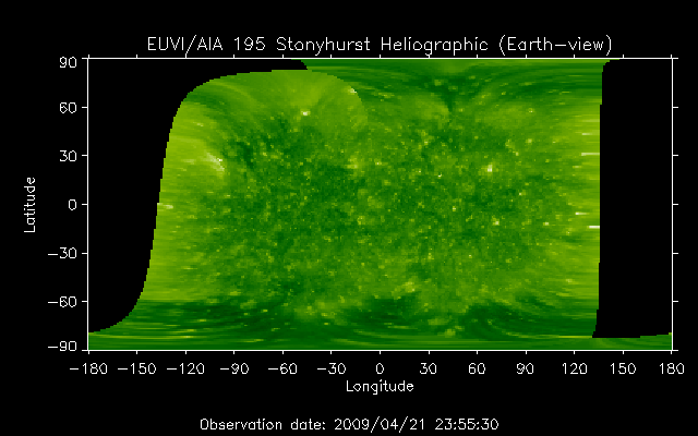 EUVI 195 heliographic map