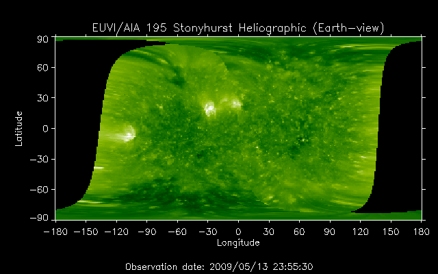 EUVI 195 heliographic map