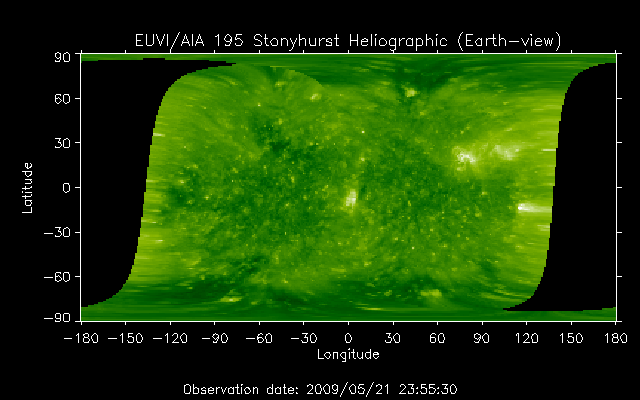 EUVI 195 heliographic map