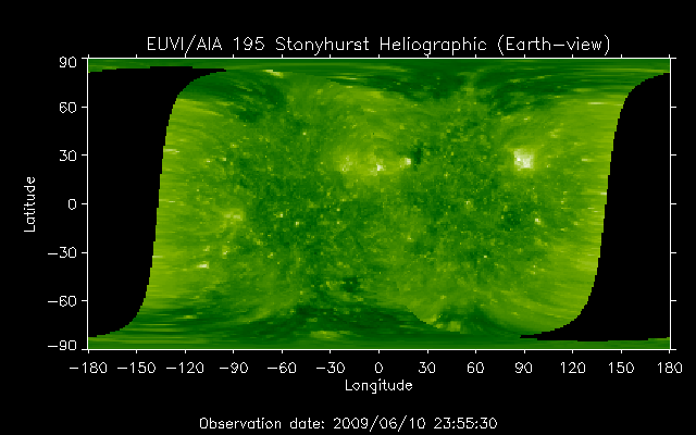 EUVI 195 heliographic map