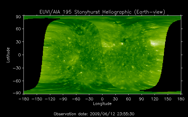 EUVI 195 heliographic map