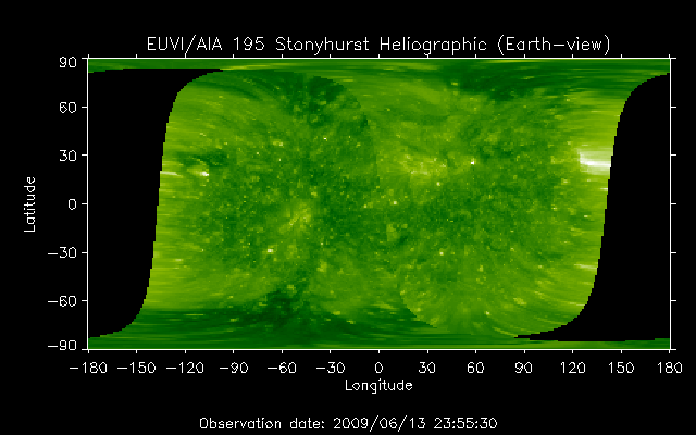 EUVI 195 heliographic map