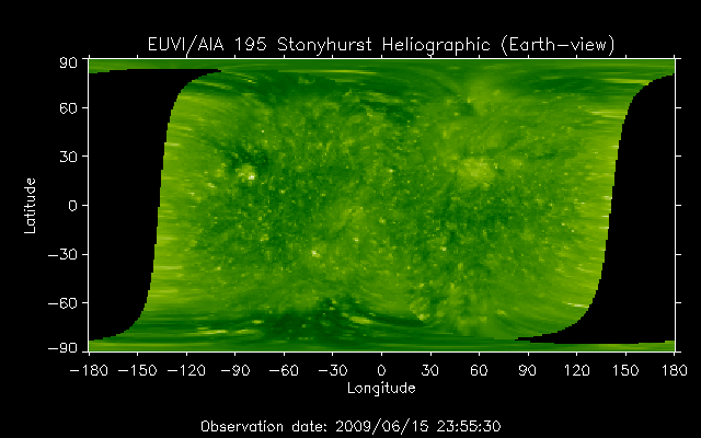 EUVI 195 heliographic map