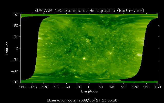 EUVI 195 heliographic map