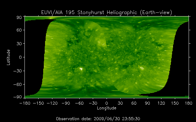 EUVI 195 heliographic map