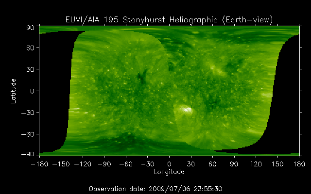 EUVI 195 heliographic map