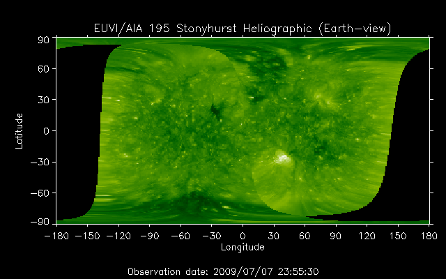 EUVI 195 heliographic map