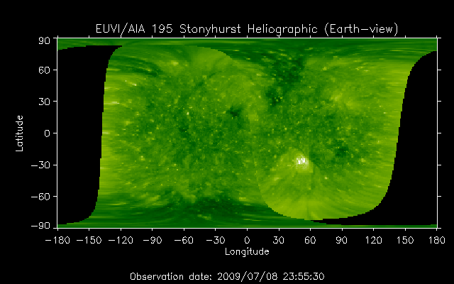 EUVI 195 heliographic map