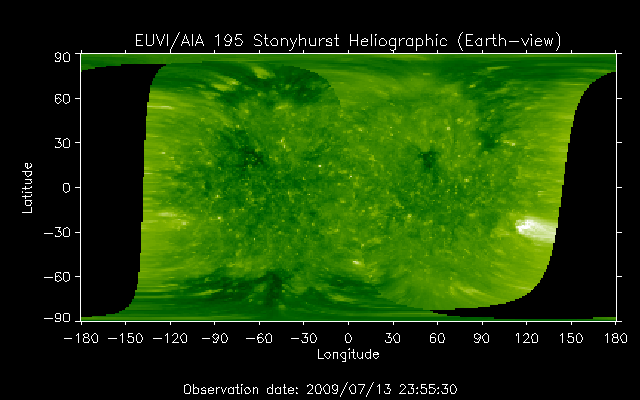 EUVI 195 heliographic map