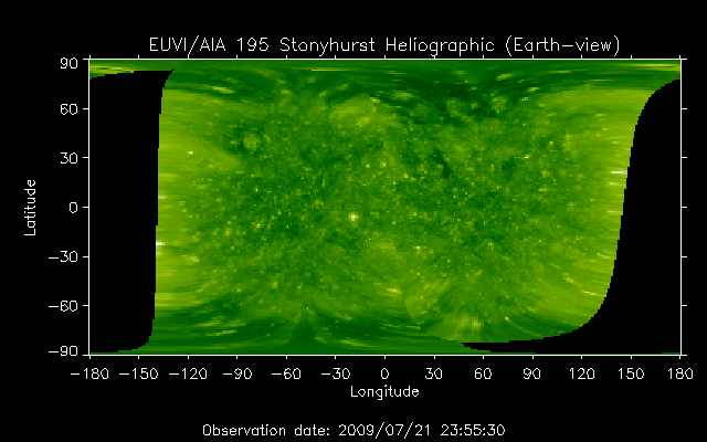 EUVI 195 heliographic map