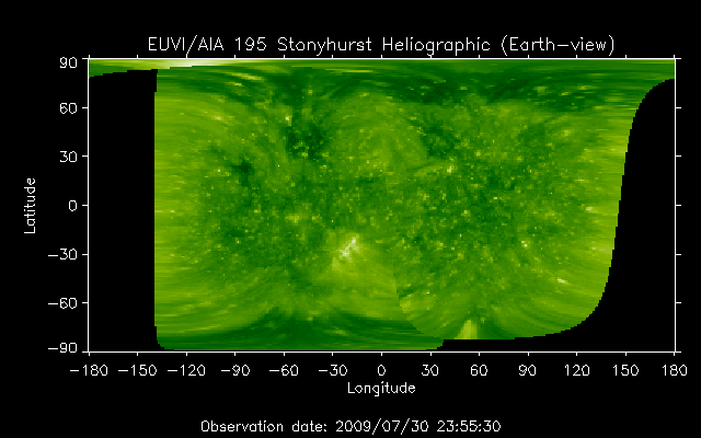 EUVI 195 heliographic map