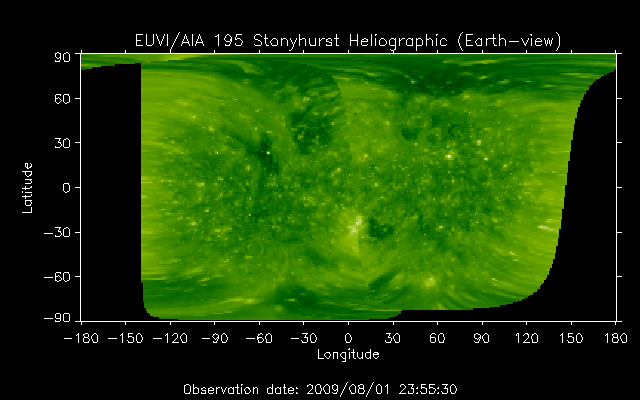 EUVI 195 heliographic map