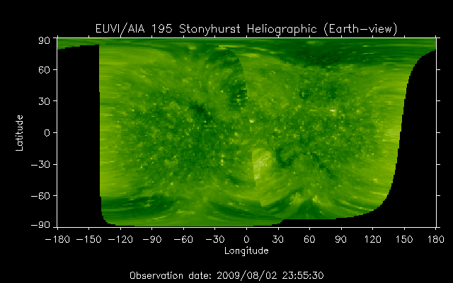 EUVI 195 heliographic map