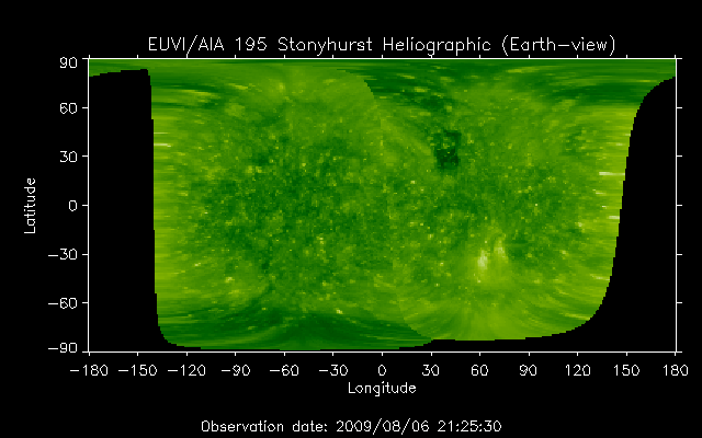 EUVI 195 heliographic map
