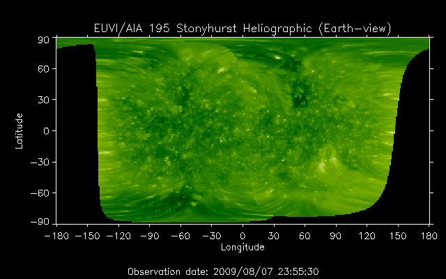 EUVI 195 heliographic map