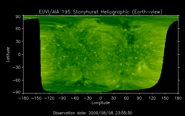 EUVI 195 heliographic map