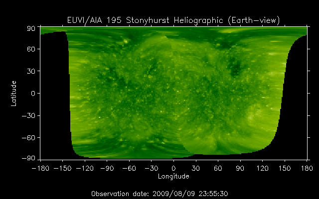 EUVI 195 heliographic map