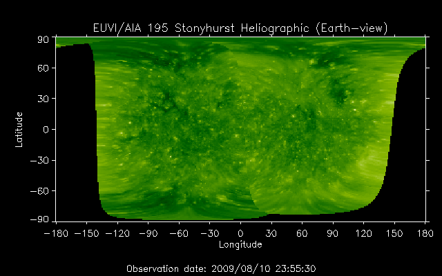 EUVI 195 heliographic map