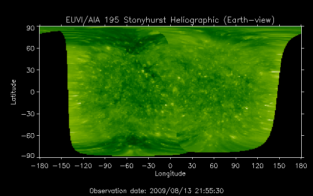 EUVI 195 heliographic map