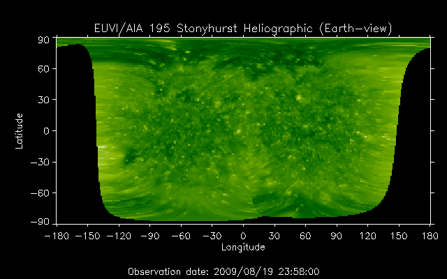 EUVI 195 heliographic map