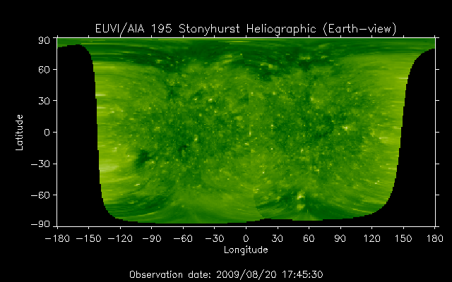 EUVI 195 heliographic map
