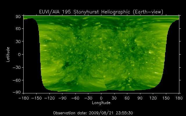 EUVI 195 heliographic map