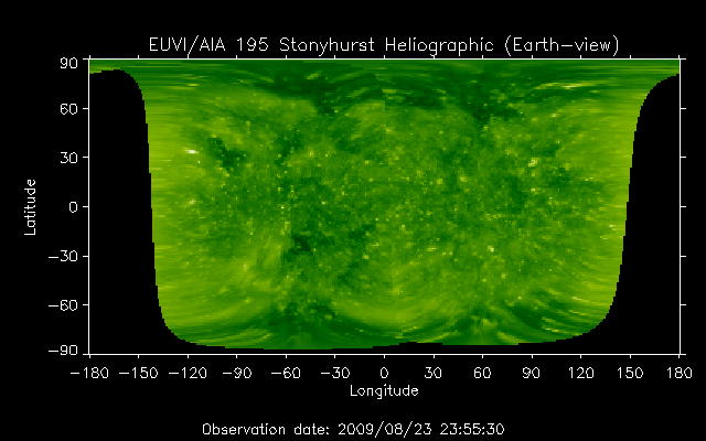 EUVI 195 heliographic map