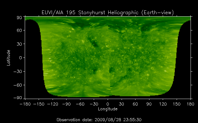 EUVI 195 heliographic map