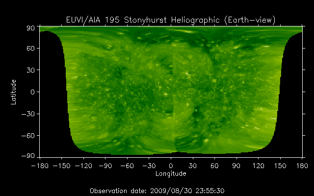 EUVI 195 heliographic map