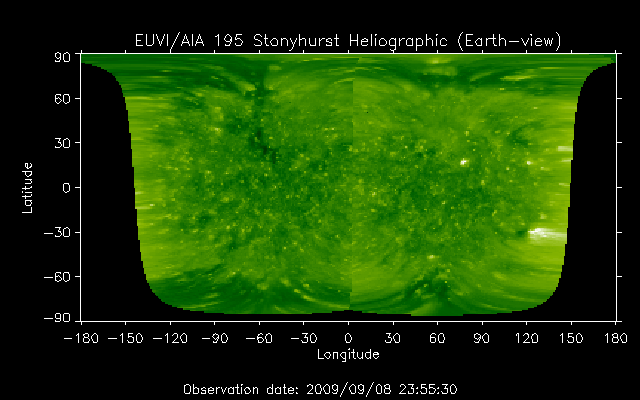 EUVI 195 heliographic map