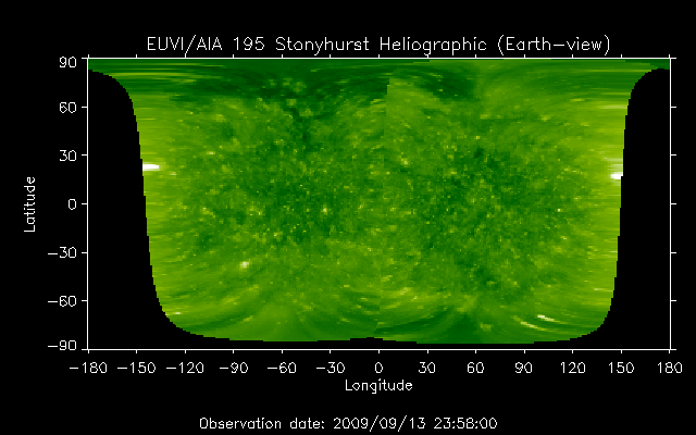 EUVI 195 heliographic map