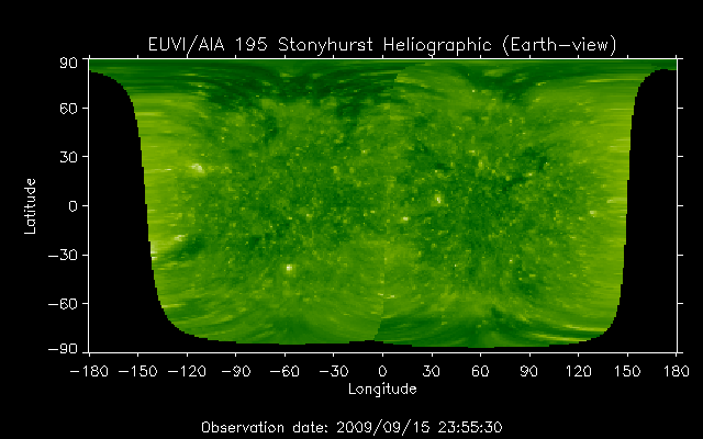 EUVI 195 heliographic map