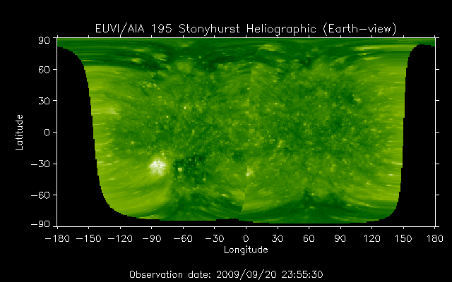 EUVI 195 heliographic map