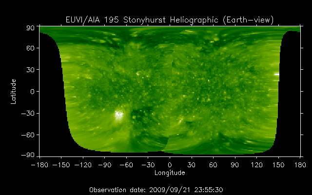 EUVI 195 heliographic map
