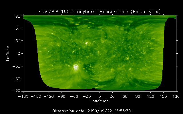EUVI 195 heliographic map