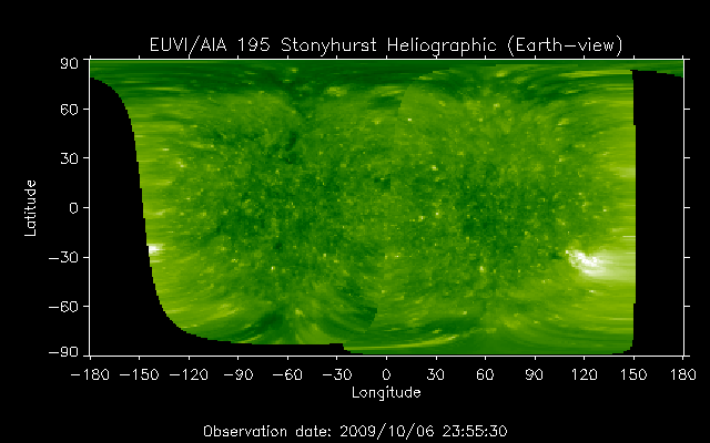EUVI 195 heliographic map
