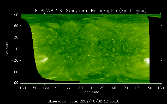 EUVI 195 heliographic map