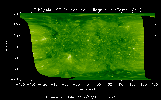 EUVI 195 heliographic map