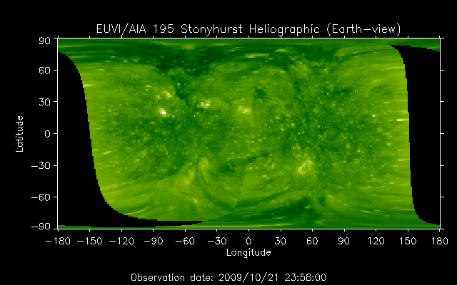 EUVI 195 heliographic map