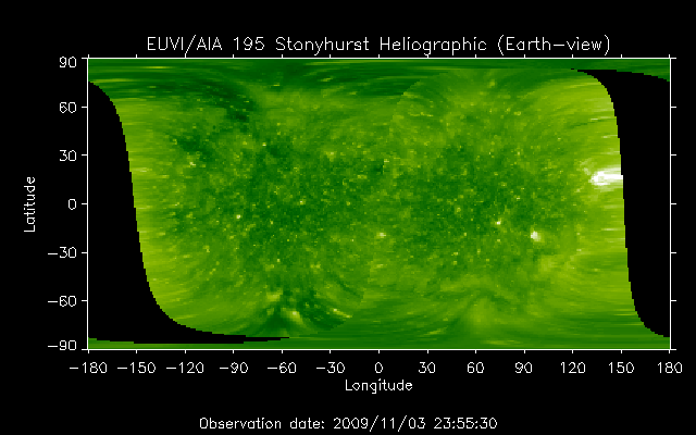 EUVI 195 heliographic map