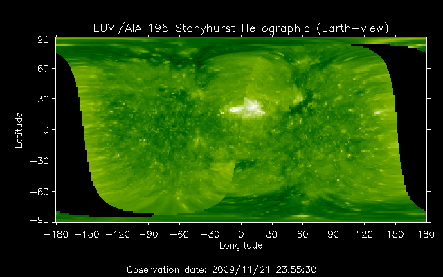 EUVI 195 heliographic map