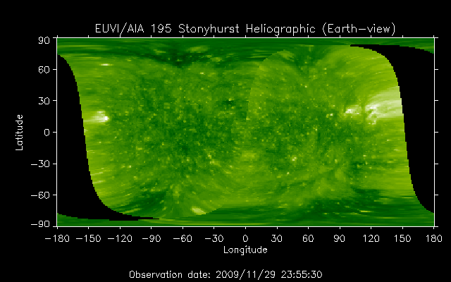 EUVI 195 heliographic map