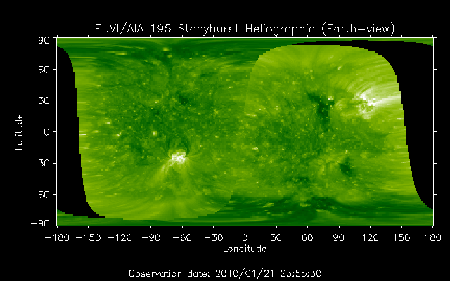 EUVI 195 heliographic map